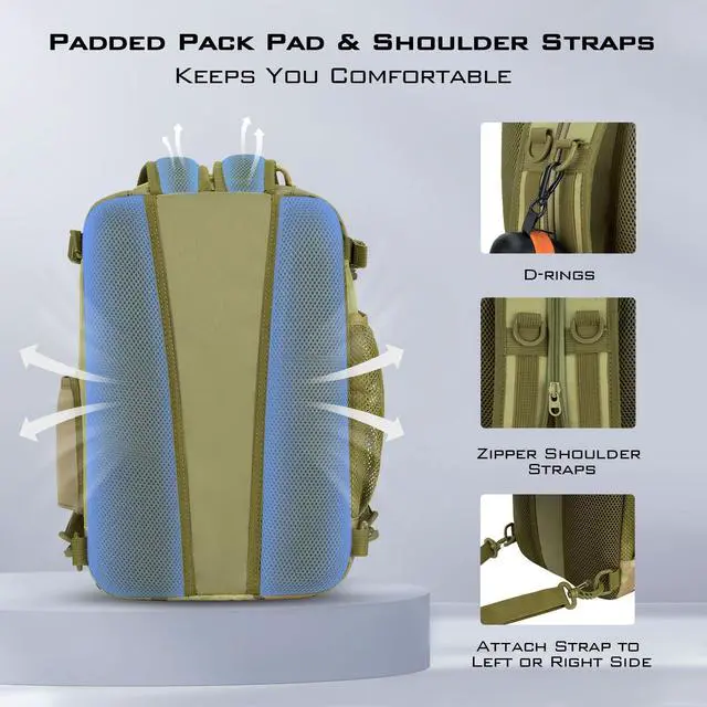 Alt view image 4 of 6 - BlowBak Tactical Sling Tackle Bag-Lightweight Fishing Backpack Storge Fishing Gear and Equipment,Gift for Men