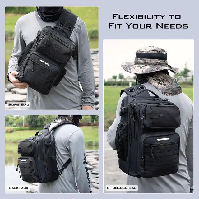 Alt view image 5 of 6 - BlowBak Tactical Sling Tackle Bag-Lightweight Fishing Backpack Storge Fishing Gear and Equipment,Gift for Men