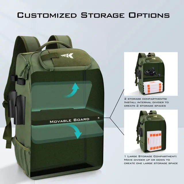 Alt view image 5 of 6 - KarryAll Fishing Tackle Backpack with Rod Holder 4 Tackle Boxes,40/26L Tackle Bag Storage Fishing Gear and Equipment