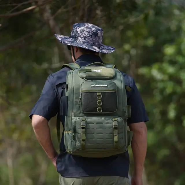 Alt view image 6 of 6 - KarryAll Fishing Tackle Backpack with Rod Holder 4 Tackle Boxes,40/26L Tackle Bag Storage Fishing Gear and Equipment