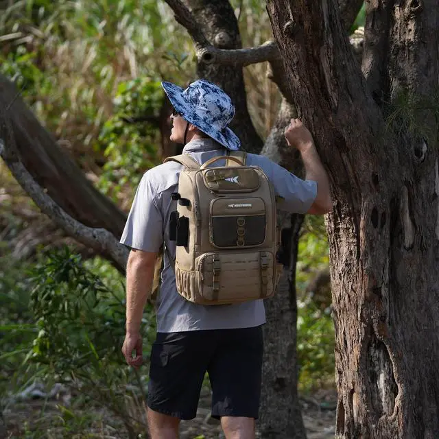 Alt view image 6 of 6 - KarryAll Fishing Tackle Backpack with Rod Holder 4 Tackle Boxes,40/26L Tackle Bag Storage Fishing Gear and Equipment