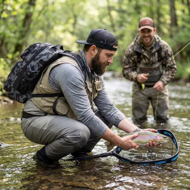 Alt view image 2 of 7 - Fishing Gear,Fsihing Backpack with Floating Fishing Net,Tackle Boxes,Waterproof Fishing Tackle Bag,Fishing Gifts for Men