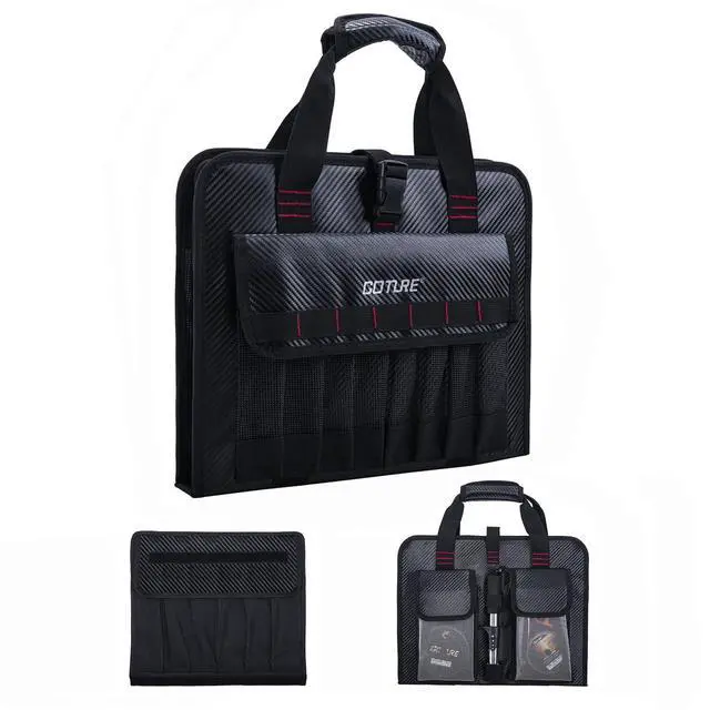 Alt view image 2 of 7 - Fishing Jig Bag,34 Mesh Pockets Portable Water-Resistant 600D PU Fishinig Lure Bag Saltwater Freshwater,Detachable Compartment, Suitable For Vertical Jig Slow Pitch Jigging Bait Tackle Storage