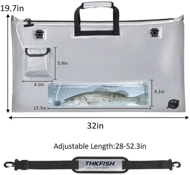 Alt view image 7 of 7 - Fish Tournament Weigh in Bag for Bass Fishing with Leakproof Zipper | Heavy Duty Live Fish Bags for Caught Fish with Waterproof Zipper and Mesh Liner,Puncture Resistant