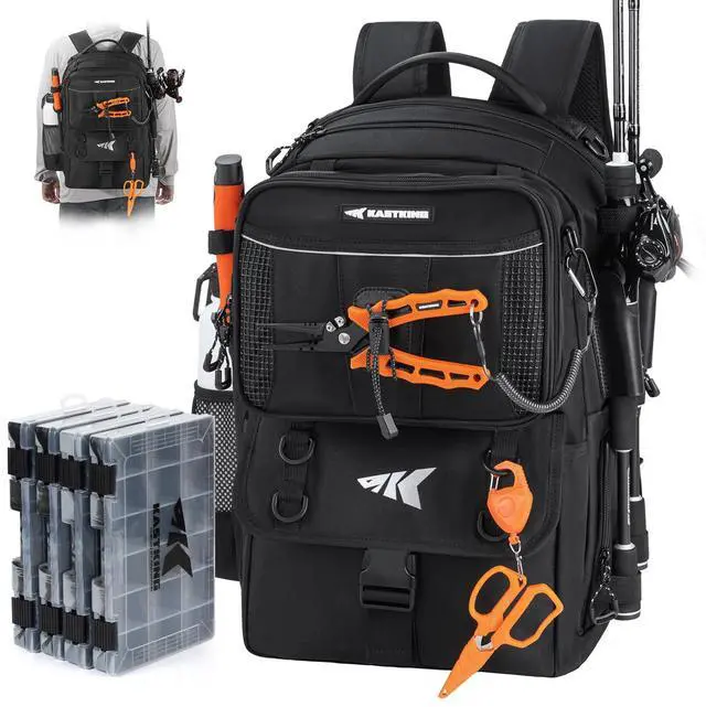Main image of BaitSpace Fishing Tackle Backpack with Removable Bait Binder,2 Rod Holders Storage Fishing Gear and Equipment