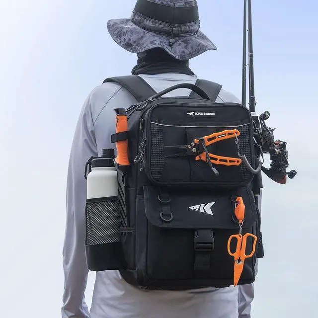 Alt view image 2 of 7 - BaitSpace Fishing Tackle Backpack with Removable Bait Binder,2 Rod Holders Storage Fishing Gear and Equipment