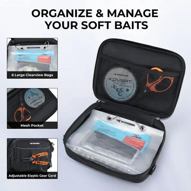 Alt view image 5 of 7 - BaitSpace Fishing Tackle Backpack with Removable Bait Binder,2 Rod Holders Storage Fishing Gear and Equipment