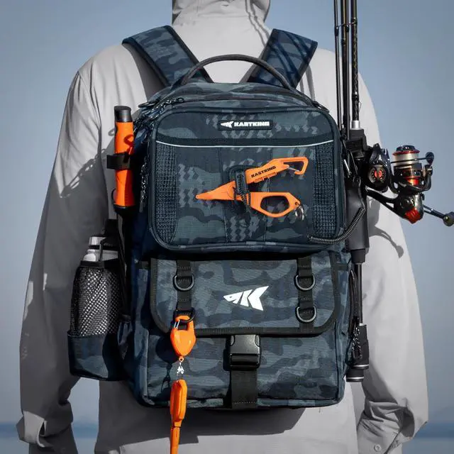 Alt view image 2 of 7 - BaitSpace Fishing Tackle Backpack with Removable Bait Binder,2 Rod Holders Storage Fishing Gear and Equipment