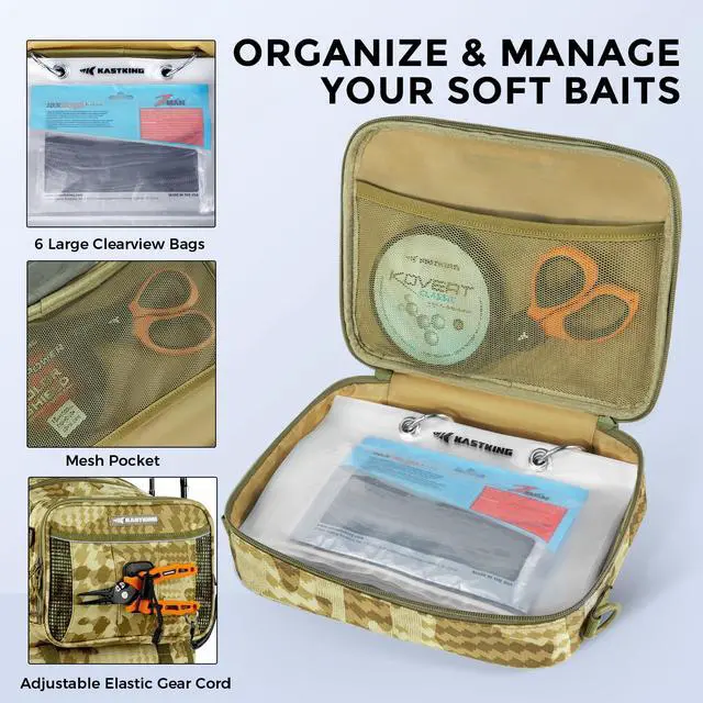 Alt view image 4 of 7 - BaitSpace Fishing Tackle Backpack with Removable Bait Binder,2 Rod Holders Storage Fishing Gear and Equipment