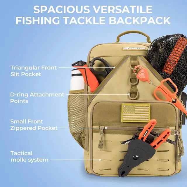 Alt view image 4 of 7 - KarryAll Fishing Tackle Backpack with Rod Holder 4 Tackle Boxes,40/26L Tackle Bag Storage Fishing Gear and Equipment