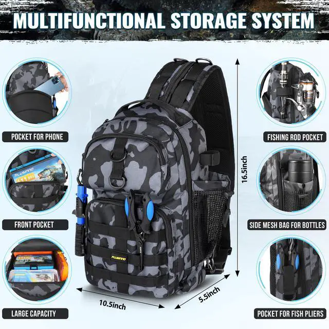 Alt view image 3 of 7 - Fishing Gear,Fsihing Backpack with Floating Fishing Net,Tackle Boxes,Waterproof Fishing Tackle Bag,Fishing Gifts for Men