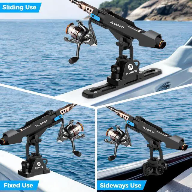 Alt view image 2 of 7 - 2 in 1 Fishing Rod Holders for Boat, Kayak Fishing Rod Holder, Fishing Pole Holders for Track Mount / Deck Mount, Fishing Gear with Fishing Rod Protective Strap, Fishing Accessories & Gifts