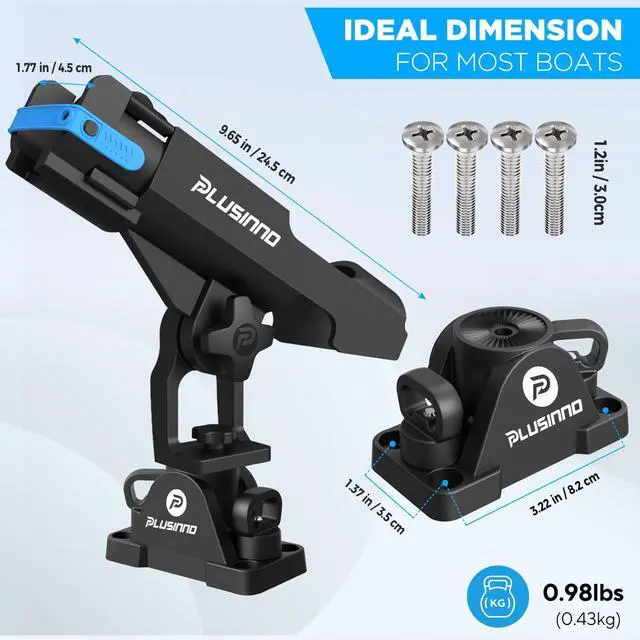 Alt view image 4 of 7 - 2 in 1 Fishing Rod Holders for Boat, Kayak Fishing Rod Holder, Fishing Pole Holders for Track Mount / Deck Mount, Fishing Gear with Fishing Rod Protective Strap, Fishing Accessories & Gifts