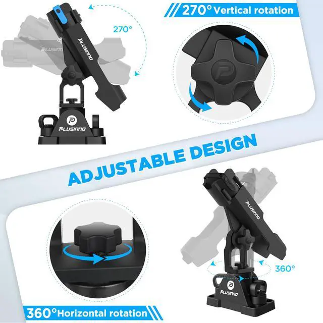 Alt view image 6 of 7 - 2 in 1 Fishing Rod Holders for Boat, Kayak Fishing Rod Holder, Fishing Pole Holders for Track Mount / Deck Mount, Fishing Gear with Fishing Rod Protective Strap, Fishing Accessories & Gifts