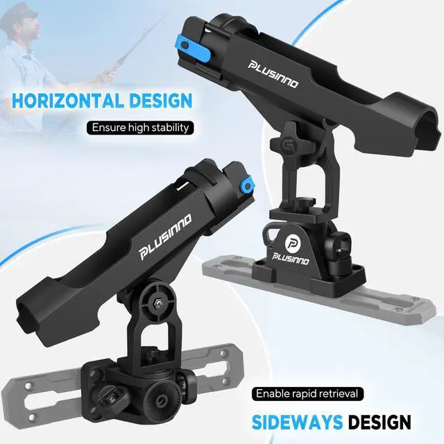 Alt view image 7 of 7 - 2 in 1 Fishing Rod Holders for Boat, Kayak Fishing Rod Holder, Fishing Pole Holders for Track Mount / Deck Mount, Fishing Gear with Fishing Rod Protective Strap, Fishing Accessories & Gifts