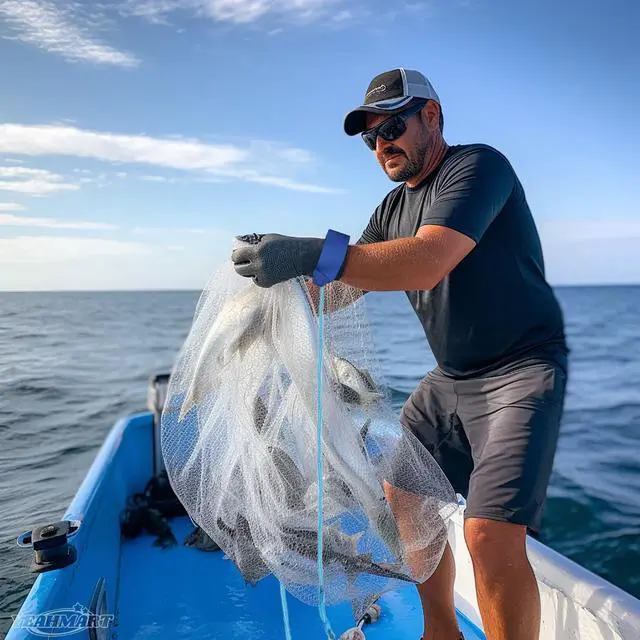 Alt view image 7 of 7 - American Saltwater Fishing Cast Net for Bait Trap Fish 3ft/4ft/5ft/6ft/7ft/8ft/9ft/10ft Radius Casting Nets with Heavy Duty Real Zinc Sinker Weights, 3/8inch Mesh Size