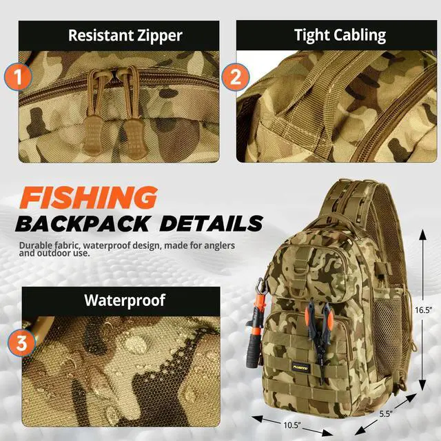 Alt view image 4 of 7 - Fishing Backpack with Fishing Rod and Reel Combos Tackle Boxes, Waterproof Tackle Backpack for Gear with Rod Holder, Fish Gifts for Men with Tool Kit