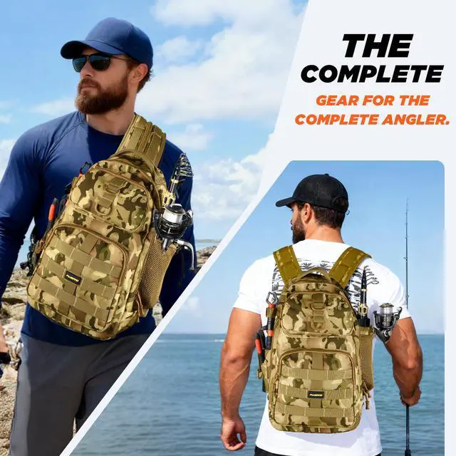 Alt view image 5 of 7 - Fishing Backpack with Fishing Rod and Reel Combos Tackle Boxes, Waterproof Tackle Backpack for Gear with Rod Holder, Fish Gifts for Men with Tool Kit