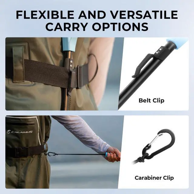 Alt view image 5 of 7 - Triangle Fishing Net, Foldable, Lightweight & Strong Landing Net with Non-Slip Elastomer Handle, Built-in Elastic Lanyard and Belt Clip, Fishing Gear - Gift for Men