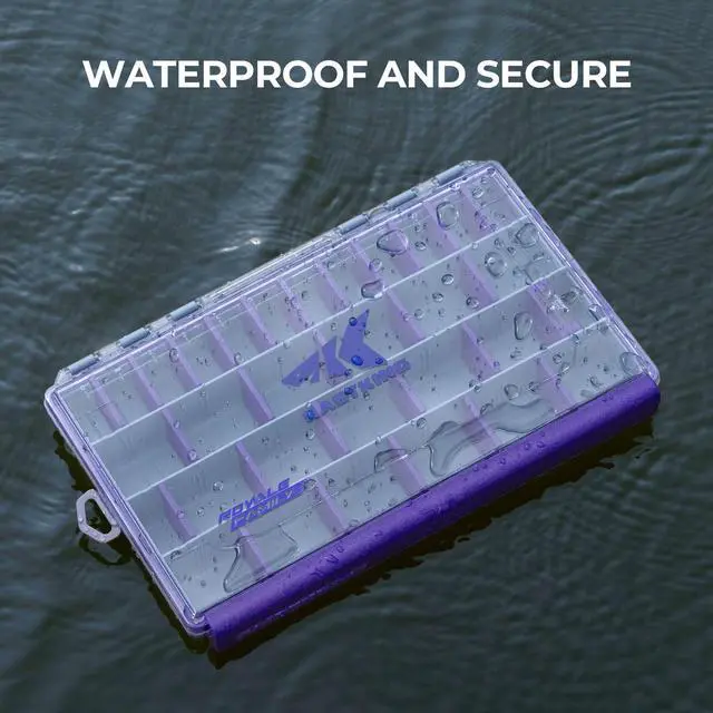Alt view image 3 of 7 - HyperSeal Waterproof Tackle Box, 3600 and 3700 Tackle Trays, Fishing Tackle Box Organizer with Removable Dividers, Lure Box and Terminal Tackle Storage,Purple