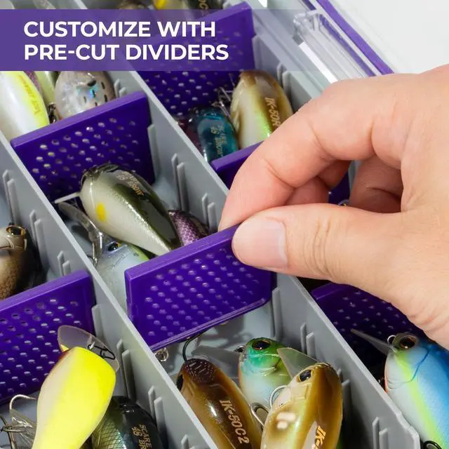 Alt view image 4 of 7 - HyperSeal Waterproof Tackle Box, 3600 and 3700 Tackle Trays, Fishing Tackle Box Organizer with Removable Dividers, Lure Box and Terminal Tackle Storage,Purple