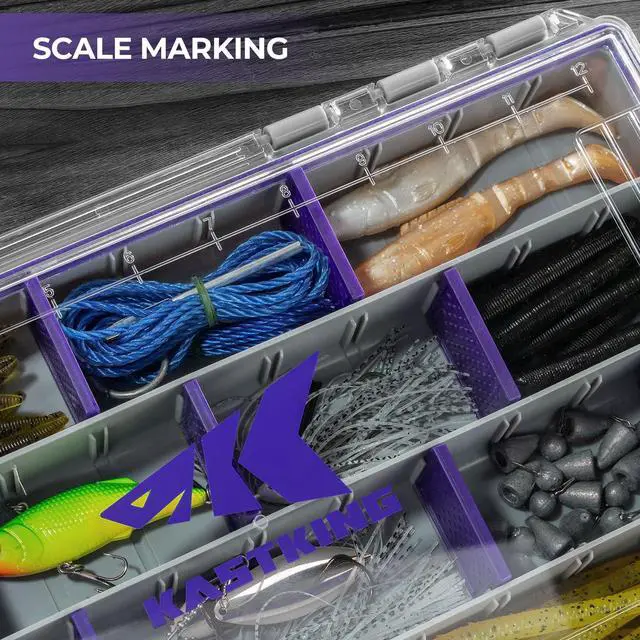 Alt view image 6 of 7 - HyperSeal Waterproof Tackle Box, 3600 and 3700 Tackle Trays, Fishing Tackle Box Organizer with Removable Dividers, Lure Box and Terminal Tackle Storage,Purple
