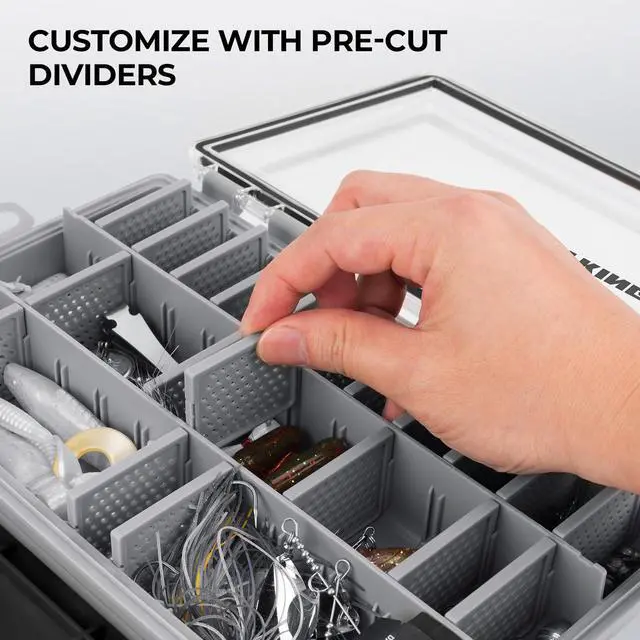 Alt view image 5 of 7 - HyperSeal Waterproof Tackle Box, 3600 and 3700 Tackle Trays, Fishing Tackle Box Organizer with Removable Dividers, Lure Box and Terminal Tackle Storage,Black