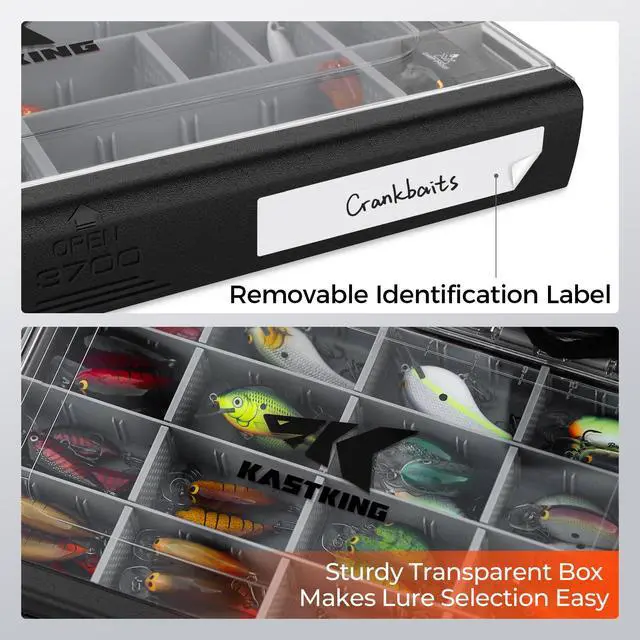 Alt view image 6 of 7 - HyperSeal Waterproof Tackle Box, 3600 and 3700 Tackle Trays, Fishing Tackle Box Organizer with Removable Dividers, Lure Box and Terminal Tackle Storage,Black