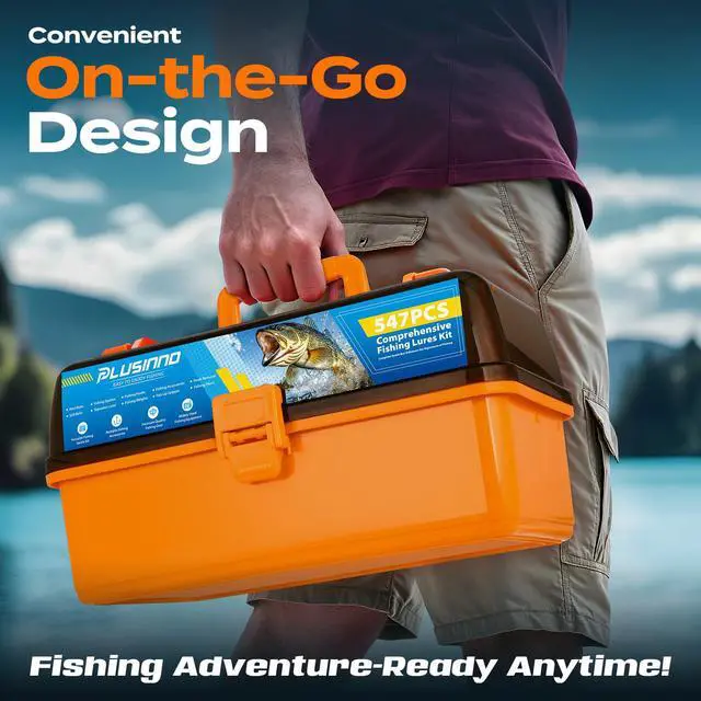 Alt view image 2 of 7 - Large 4-Layer Tackle Box with Tackle Included, 547Pcs Fishing Lures Kit - Pliers, Crankbait, Hooks, Weights & Accessories - Freshwater Bass Fishing Bait Lure Gear and Equipment, Gift for Men