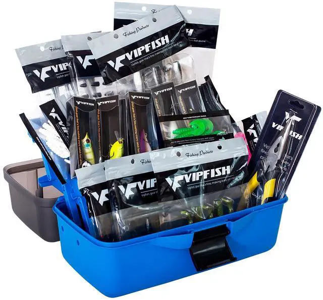 Main image of Fishing Tackle Box with Tackle Included Lures, Hooks, Weights, 3-Layer Freshwater Fishing Tackle Kit for Bass Fishing Gear and Equipment, Gift for Fishingman gift choice for Fathers Day