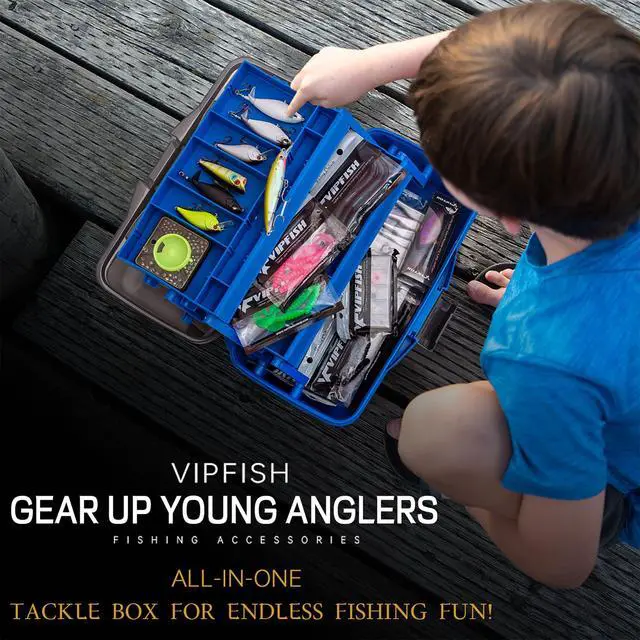 Alt view image 5 of 7 - Fishing Tackle Box with Tackle Included Lures, Hooks, Weights, 3-Layer Freshwater Fishing Tackle Kit for Bass Fishing Gear and Equipment, Gift for Fishingman gift choice for Fathers Day