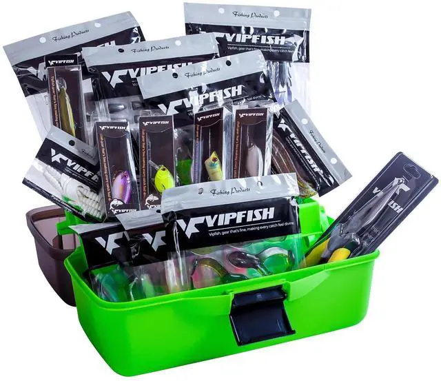 Main image of Fishing Tackle Box with Tackle Included Lures, Hooks, Weights, 3-Layer Freshwater Fishing Tackle Kit for Bass Fishing Gear and Equipment, Gift for Fishingman gift choice for Fathers Day