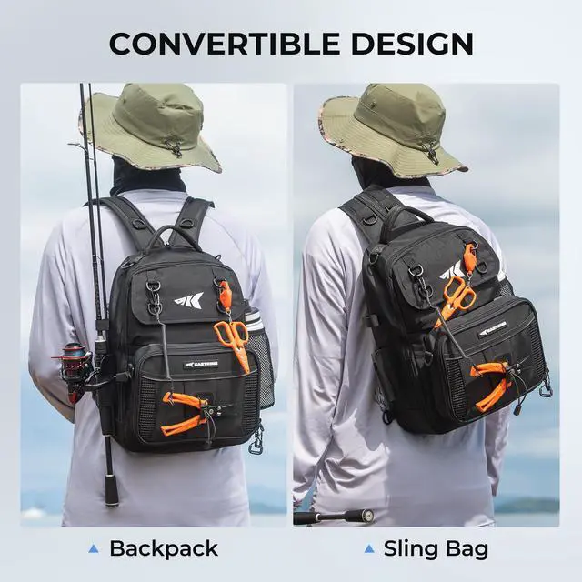 Alt view image 2 of 7 - BaitSpace Fishing Sling Bag, Fishing Backpack with Rod & Beverage Holder, Tackle Bag for Fishing Gear