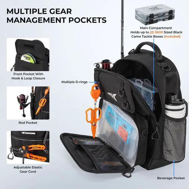 Alt view image 3 of 7 - BaitSpace Fishing Sling Bag, Fishing Backpack with Rod & Beverage Holder, Tackle Bag for Fishing Gear