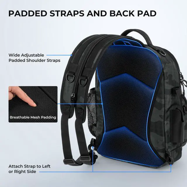 Alt view image 6 of 7 - BaitSpace Fishing Sling Bag, Fishing Backpack with Rod & Beverage Holder, Tackle Bag for Fishing Gear