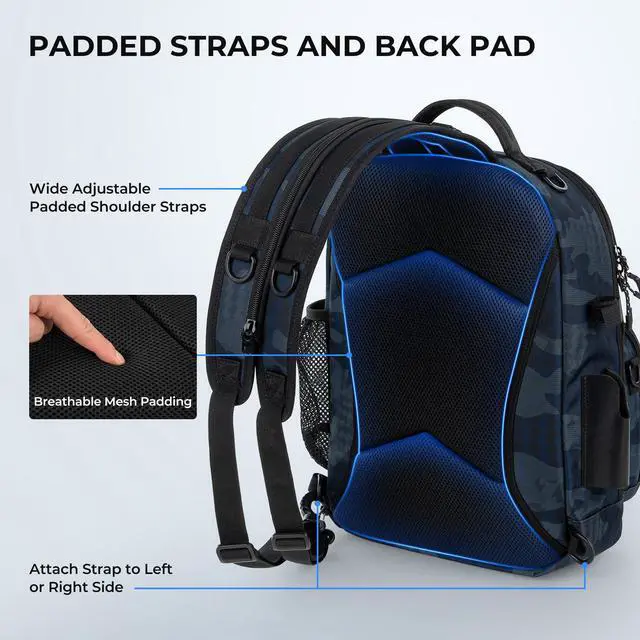 Alt view image 6 of 7 - BaitSpace Fishing Sling Bag, Fishing Backpack with Rod & Beverage Holder, Tackle Bag for Fishing Gear