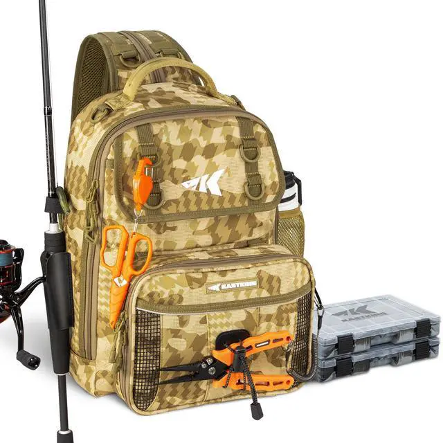 Main image of BaitSpace Fishing Sling Bag, Fishing Backpack with Rod & Beverage Holder, Tackle Bag for Fishing Gear