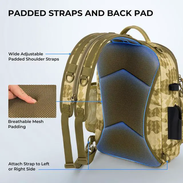 Alt view image 6 of 7 - BaitSpace Fishing Sling Bag, Fishing Backpack with Rod & Beverage Holder, Tackle Bag for Fishing Gear