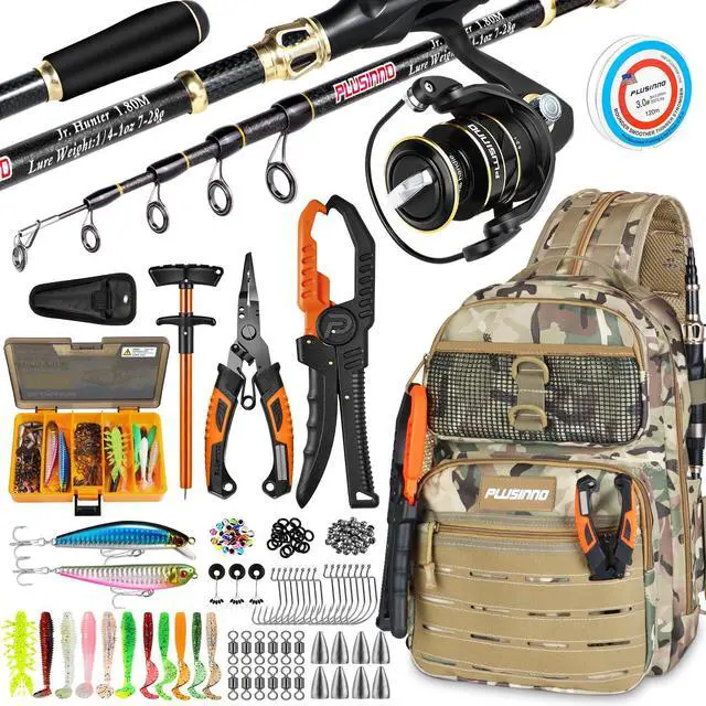 Main image of Fishing Gear, Fishing Backpack with Fishing Rod, Tackle Box, Waterproof Tackle Backpack with Rod Holders,Lures, Tools, Pliers & Accessories, Fish Gifts for Men