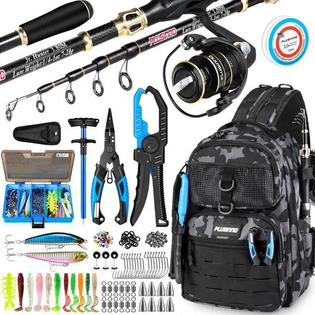 Main image of Fishing Gear, Fishing Backpack with Fishing Rod, Tackle Box, Waterproof Tackle Backpack with Rod Holders,Lures, Tools, Pliers & Accessories, Fish Gifts for Men