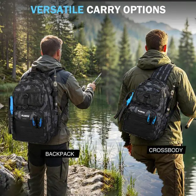 Alt view image 7 of 7 - Fishing Gear, Fishing Backpack with Fishing Rod, Tackle Box, Waterproof Tackle Backpack with Rod Holders,Lures, Tools, Pliers & Accessories, Fish Gifts for Men