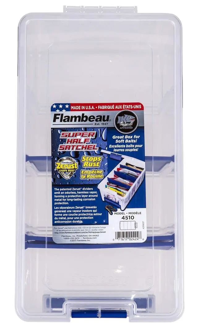 Alt view image 2 of 7 - Outdoors 4510 Clear Fishing Organizer - Super Half Satchel Soft Fishing Lure Storagees,Bait Organizer,Tuff Tainer with Zerust Anti-Rust Dividers,(Pack of 4)