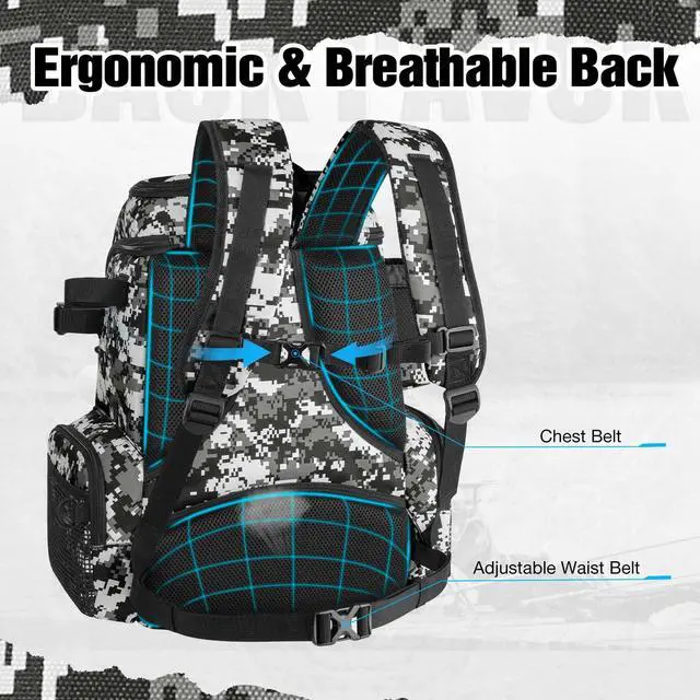 Alt view image 4 of 6 - Fishing Tackle Backpack with Rod Holders & 4 Tackle Boxes, 42L Outdoor Fishing Bag with Waterproof Rain Cover