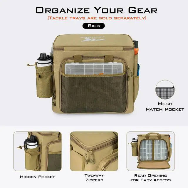 Alt view image 3 of 7 - Fishing Tackle Bags - Saltwater & Freshwater Fishing Bags - Water Resistant, Padded Shoulder Strap - Gear Storage
