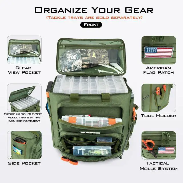 Alt view image 2 of 7 - Fishing Tackle Bags - Saltwater & Freshwater Fishing Bags - Water Resistant, Padded Shoulder Strap - Gear Storage