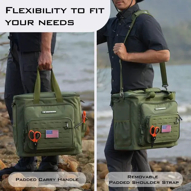 Alt view image 4 of 7 - Fishing Tackle Bags - Saltwater & Freshwater Fishing Bags - Water Resistant, Padded Shoulder Strap - Gear Storage