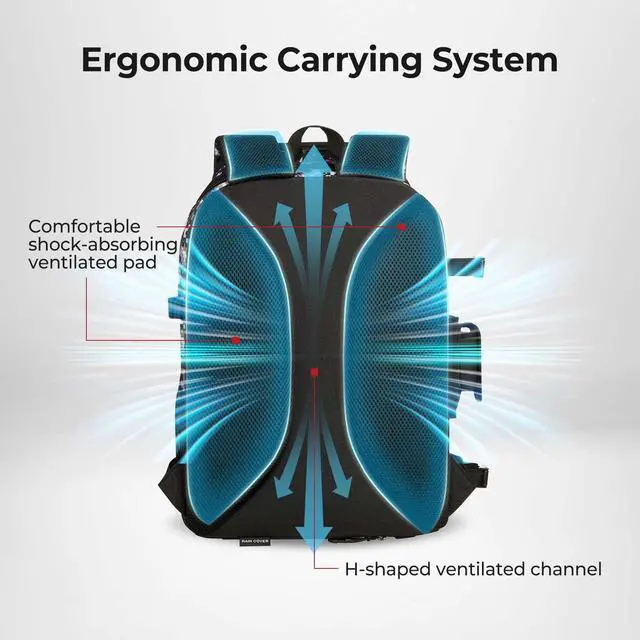 Alt view image 3 of 7 - Fishing Tackle Backpack with Rod & Gear Holder, Lightweight Outdoor Water-Resistant Fishing Shoulder Storage Bag with Protective Rain Cover, Digital Camouflage