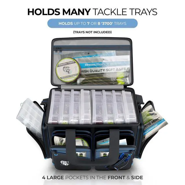 Alt view image 6 of 6 - Saltwater Fishing Tackle Bags, Water Resistant 1000D PVC Tackle Box Bag with Removable Dividers, Fits 3600 and 3700 Trays, Medium