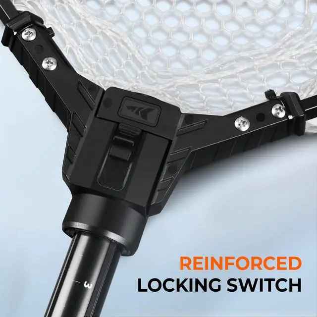 Alt view image 7 of 7 - Brutus Folding Landing Net with Boat Hook, Foldable, Extendable, Lightweight & Strong, Multi-Functional Built-in Boat Hook, Non-Slip & Bright Orange TPR Handle, Two Nets Options
