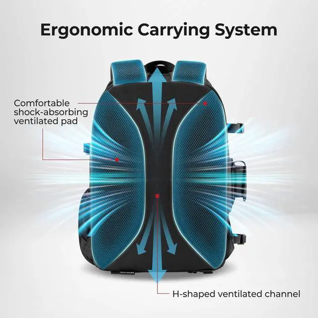 Alt view image 5 of 7 - Fishing Tackle Backpack with Rod & Gear Holder, Lightweight Outdoor Water-Resistant Fishing Shoulder Storage Bag with Protective Rain Cover, Black
